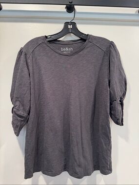 ba&sh Charcoal Gray Puff Sleeve Top